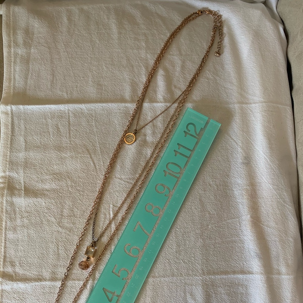 Premier Designs rose gold long layered necklace